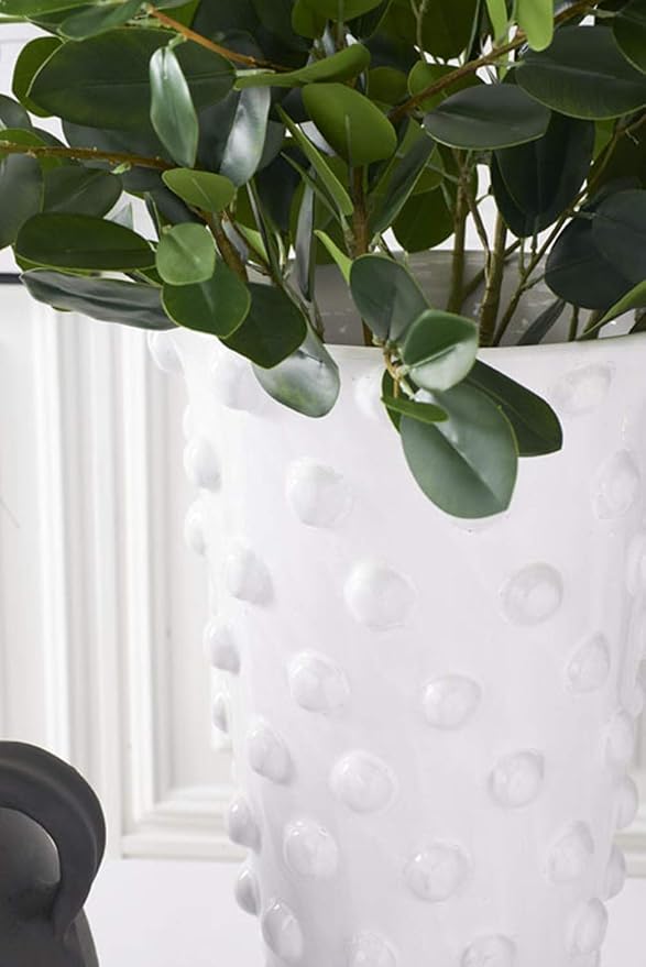 17.5" Glazed Terracotta Rounded Vase with Raised Polka Dots - Bria Blair Creative