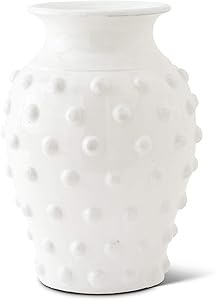 17.5" Glazed Terracotta Rounded Vase with Raised Polka Dots - Bria Blair Creative