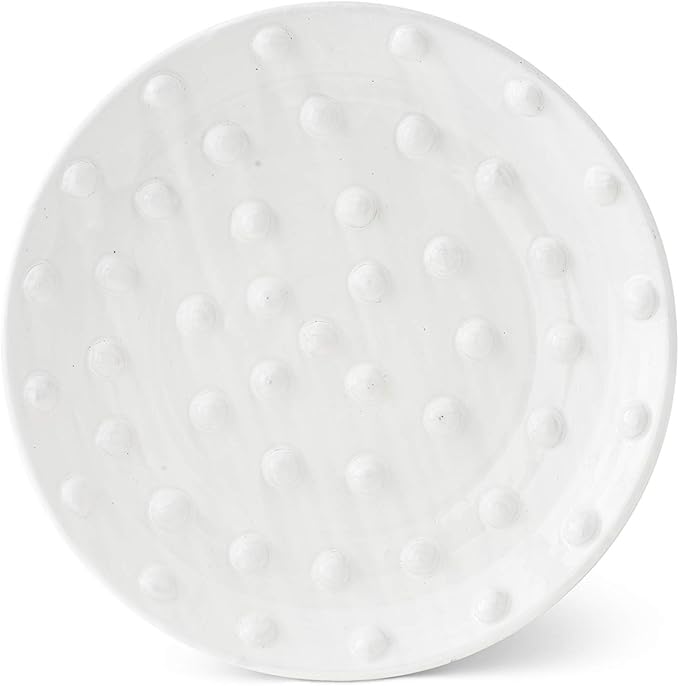 18" Glazed Terracotta Platter with Raised Polka Dots - Bria Blair Creative