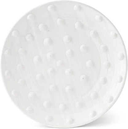 18" Glazed Terracotta Platter with Raised Polka Dots - Bria Blair Creative
