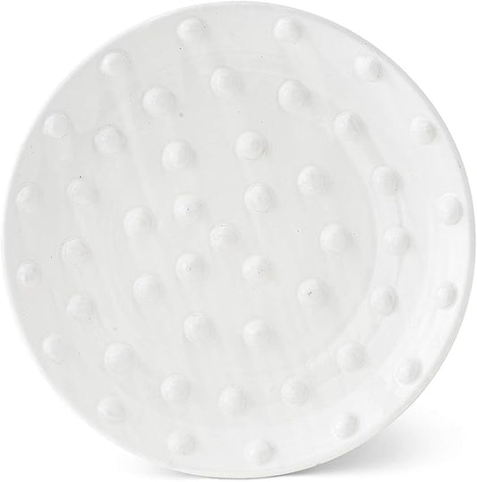 18" Glazed Terracotta Platter with Raised Polka Dots - Bria Blair Creative