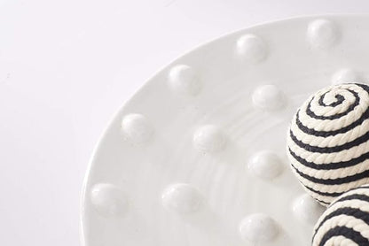 18" Glazed Terracotta Platter with Raised Polka Dots - Bria Blair Creative
