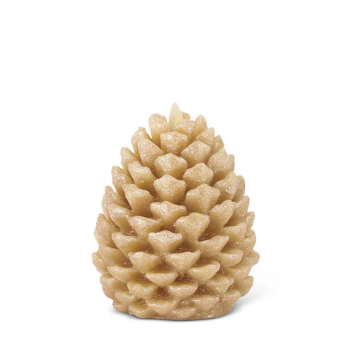 6.5 Gold Glittered Pinecone Luminara Indoor Candle