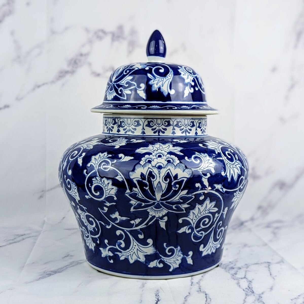 19" Chinoiserie Blue Ginger Jar - Bria Blair Creative