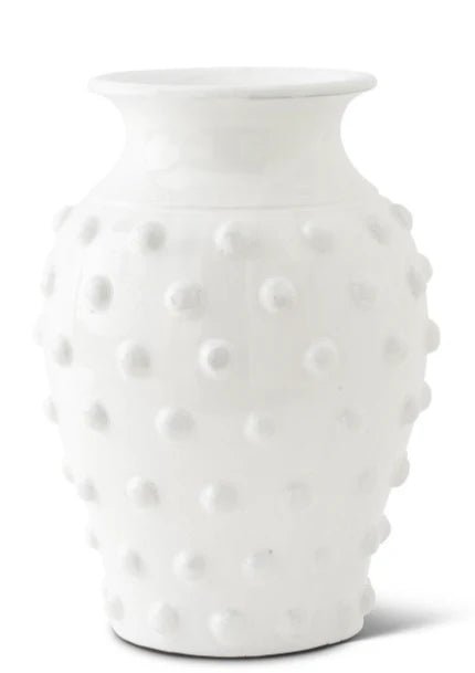19" Glazed Terracotta Vase with Raised Polka Dots - Bria Blair Creative