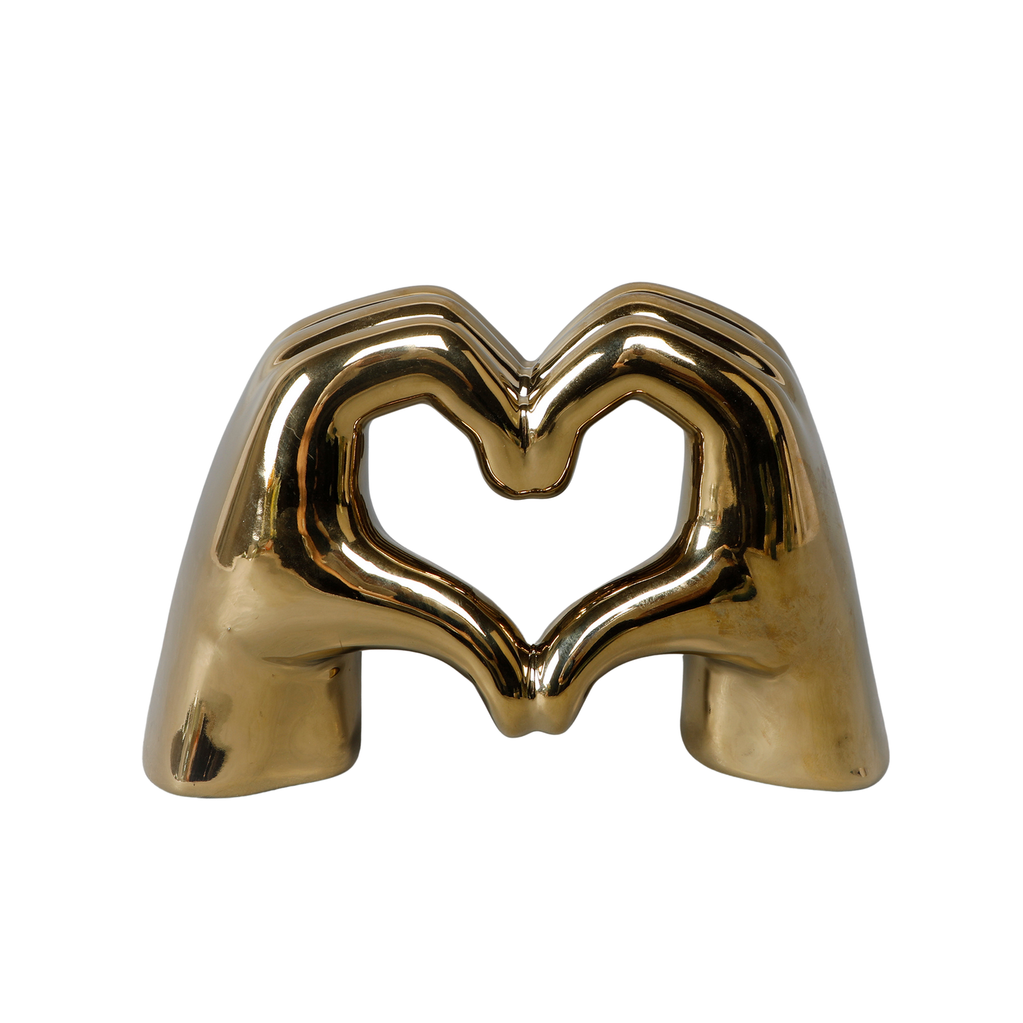 Metallic Heart Hands Figurine: Metallic Pink