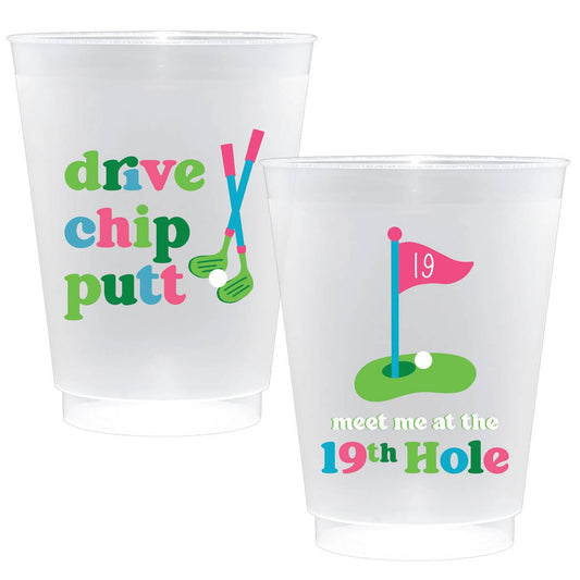 19th Hole Golf Shatterproof Frost Flex Plastic Cups (10) - Bria Blair Creative