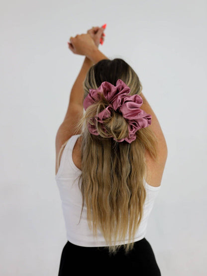 JUMBO SLEEP SATIN SCRUNCHIES: DARK BROWN