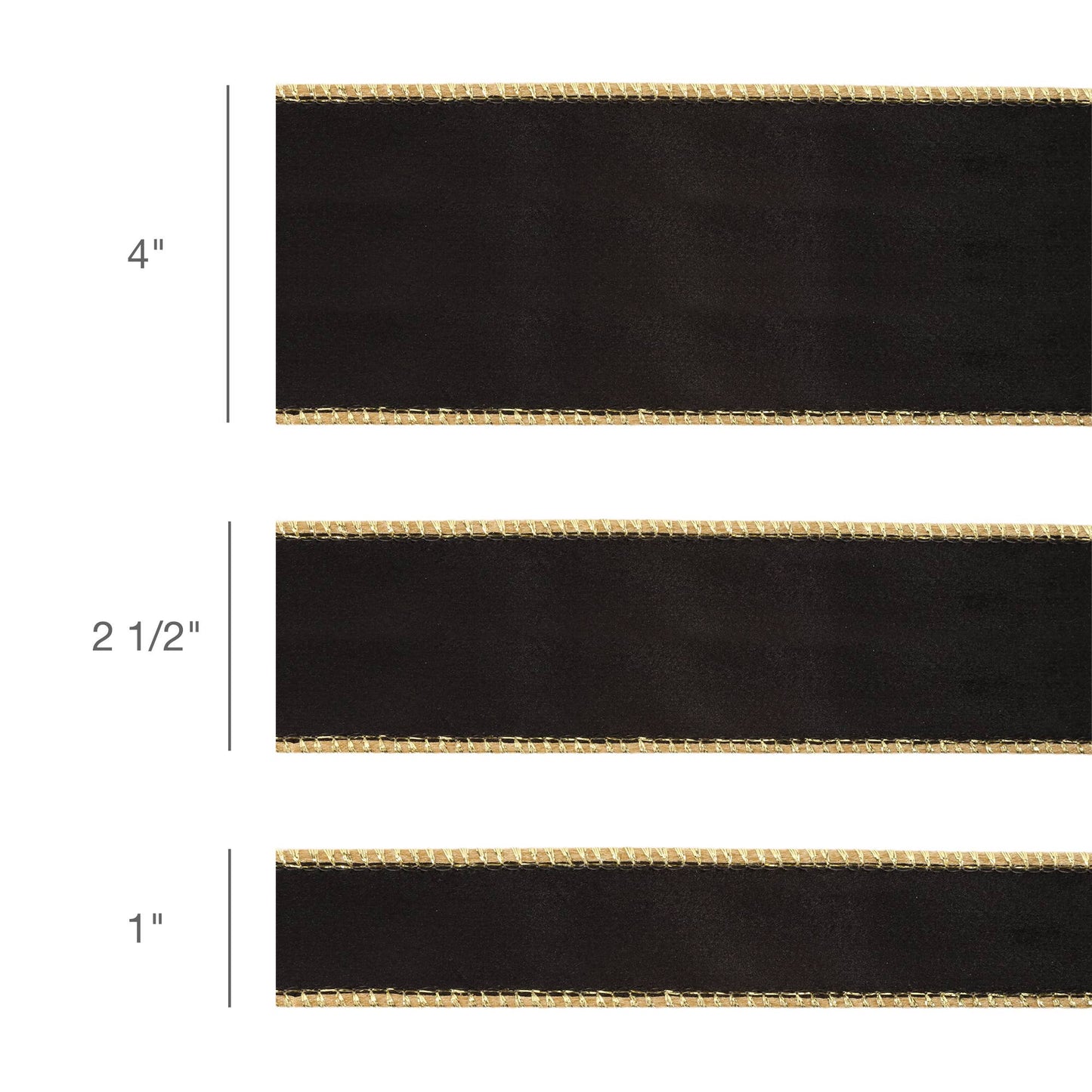 2 1/2" Reversible Classic Velvet Wired Ribbon | Black/Gold | 10 Yard Roll - Bria Blair Creative