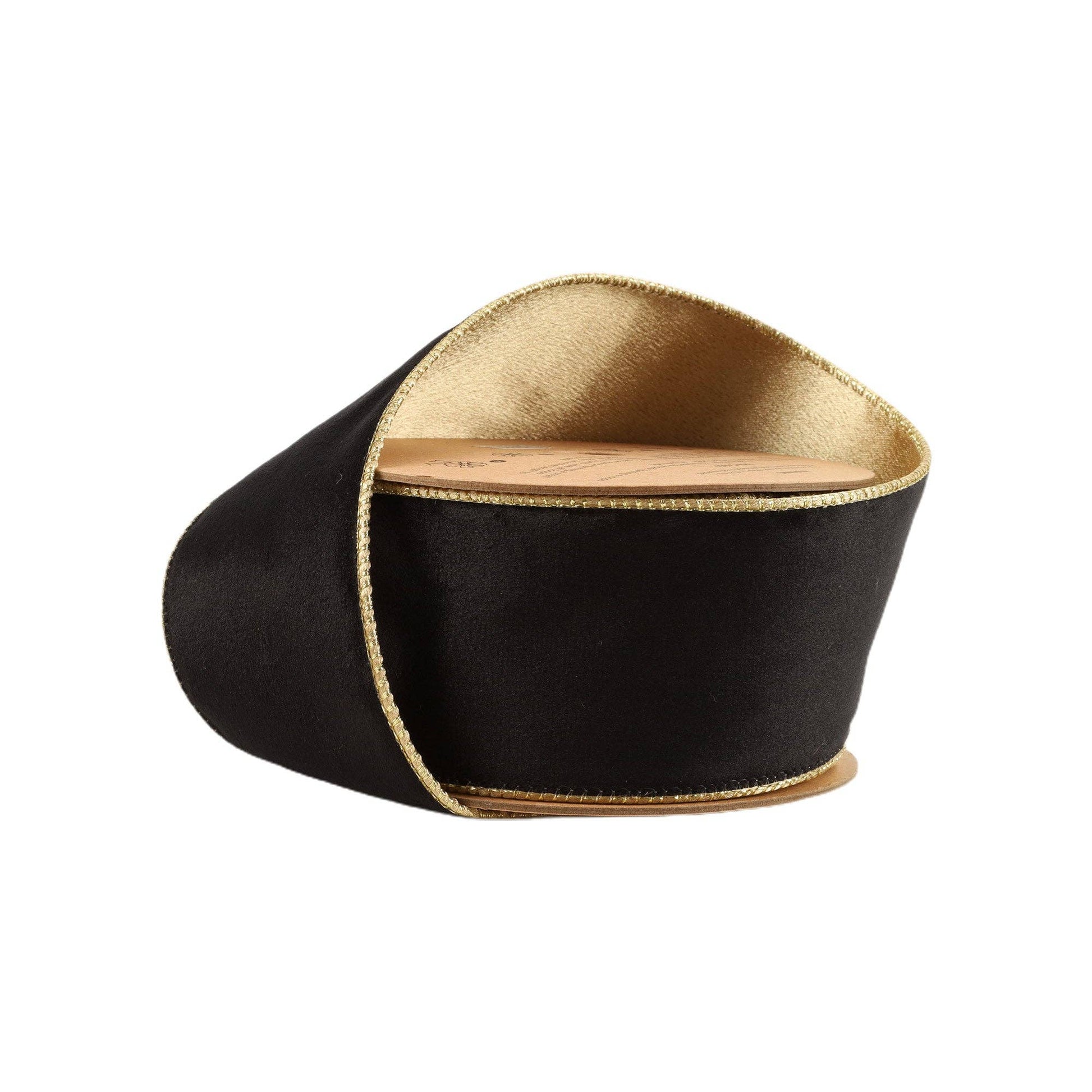 2 1/2" Reversible Classic Velvet Wired Ribbon | Black/Gold | 10 Yard Roll - Bria Blair Creative