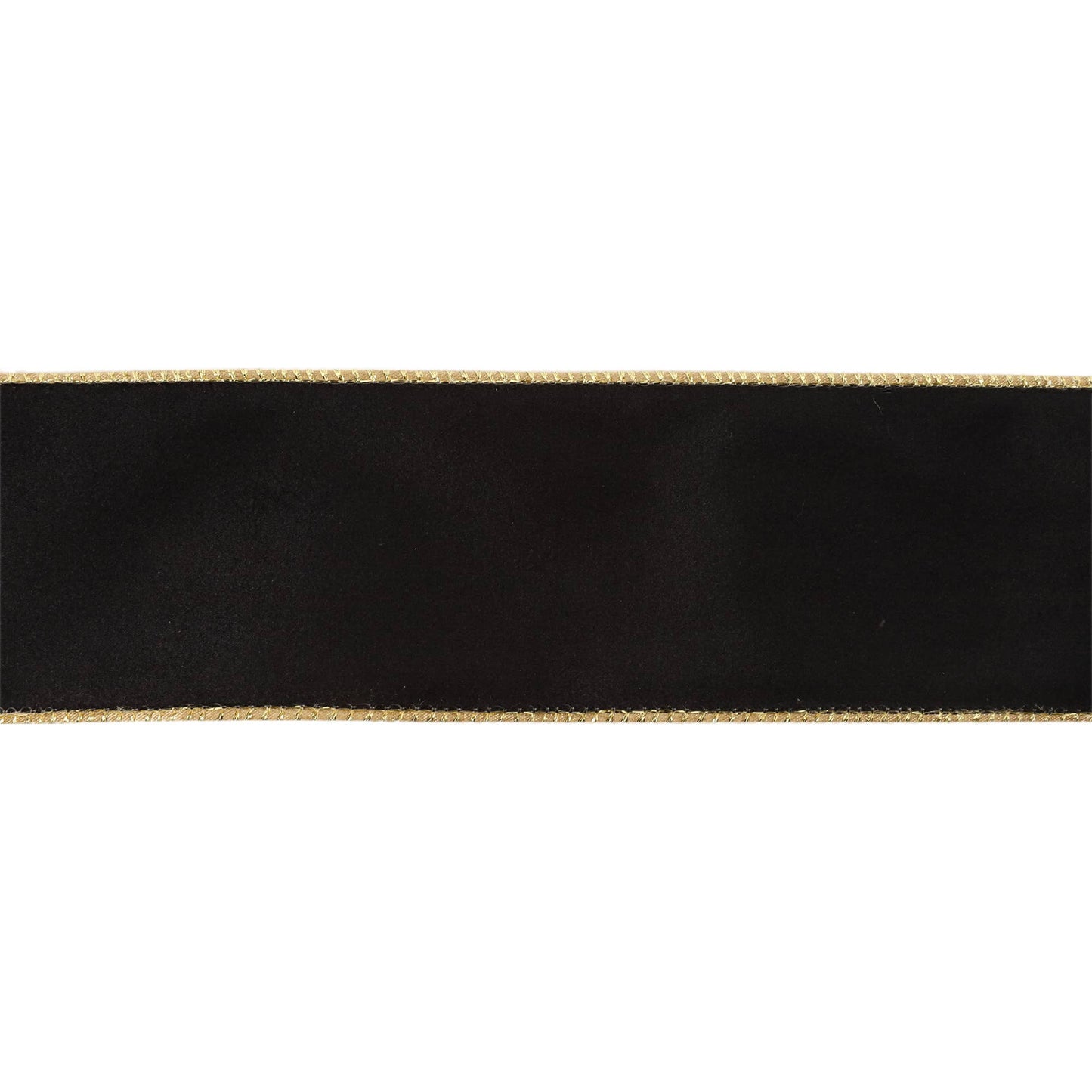 2 1/2" Reversible Classic Velvet Wired Ribbon | Black/Gold | 10 Yard Roll - Bria Blair Creative