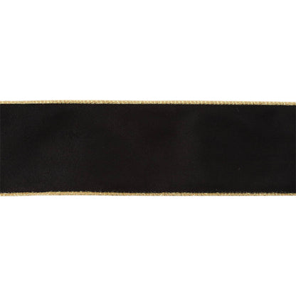 2 1/2" Reversible Classic Velvet Wired Ribbon | Black/Gold | 10 Yard Roll - Bria Blair Creative