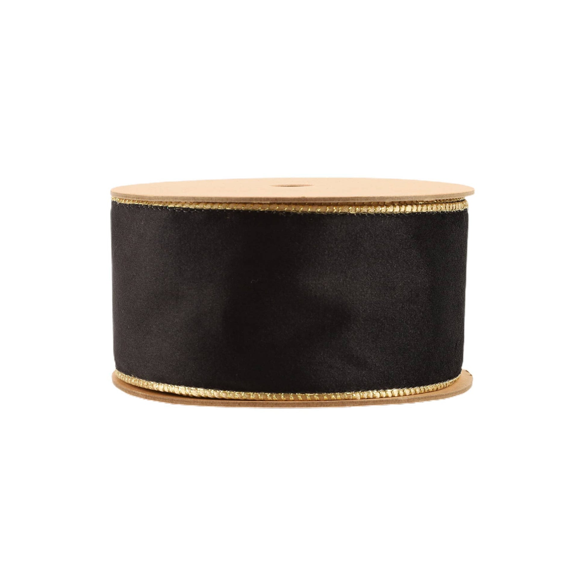 2 1/2" Reversible Classic Velvet Wired Ribbon | Black/Gold | 10 Yard Roll - Bria Blair Creative