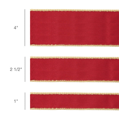 2 1/2" Reversible Classic Velvet Wired Ribbon | Burgundy/Gold | 10 Yard Roll - Bria Blair Creative