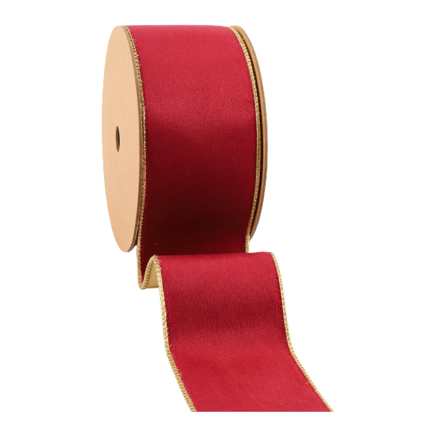 2 1/2" Reversible Classic Velvet Wired Ribbon | Burgundy/Gold | 10 Yard Roll - Bria Blair Creative