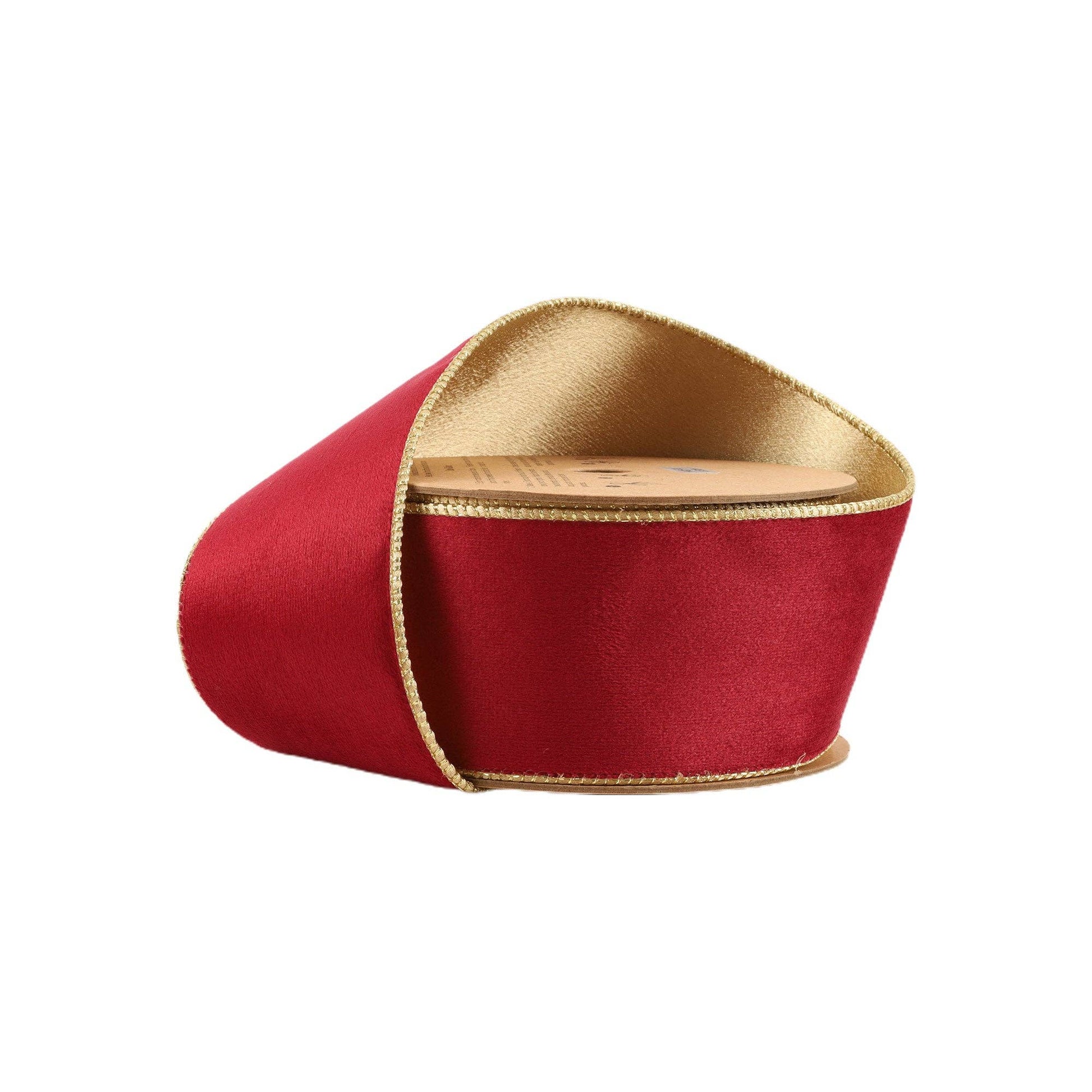 2 1/2" Reversible Classic Velvet Wired Ribbon | Burgundy/Gold | 10 Yard Roll - Bria Blair Creative