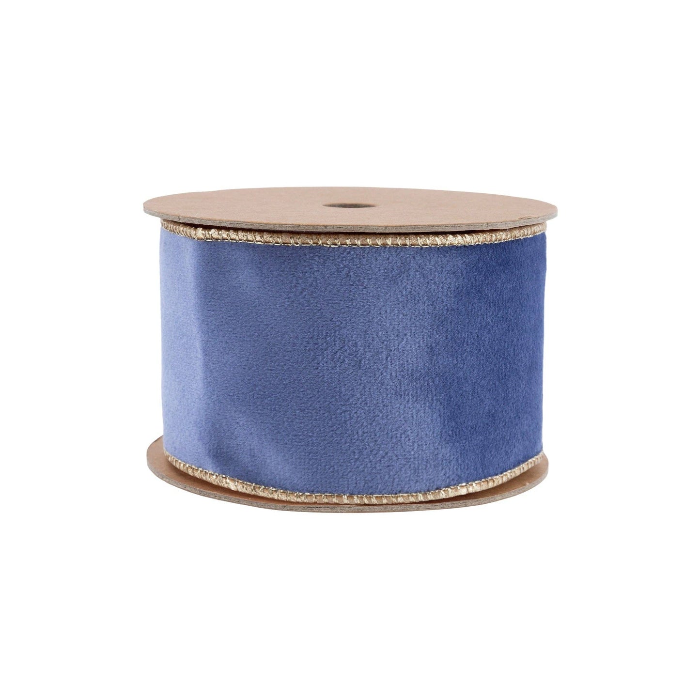 2 1/2" Reversible Classic Velvet Wired Ribbon French Blue/Gold 10yd - Bria Blair Creative
