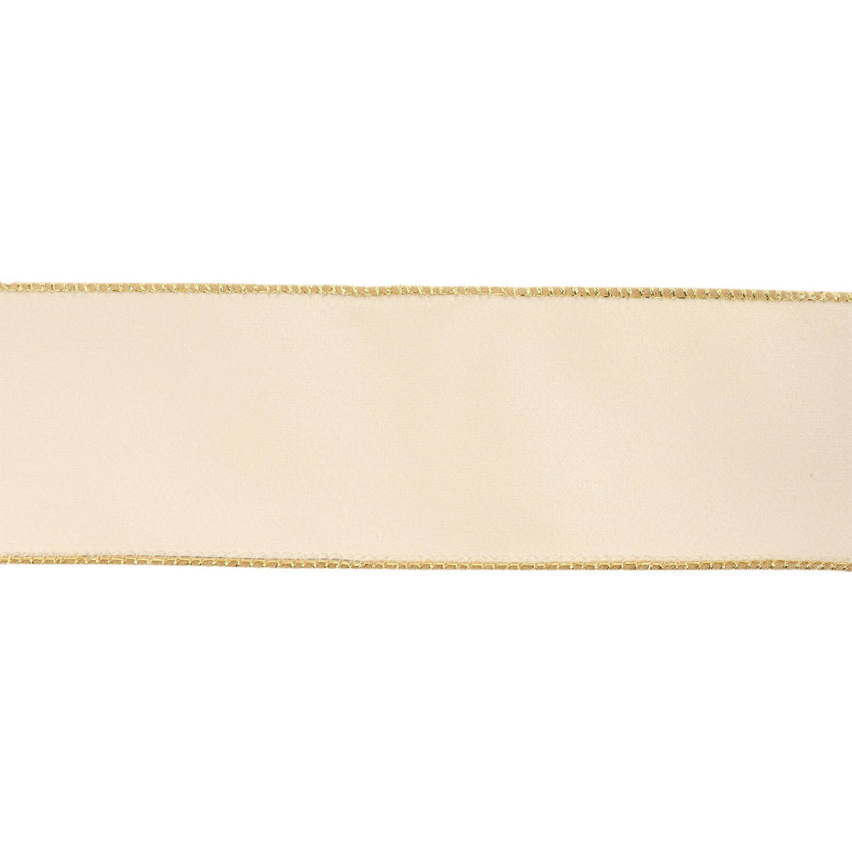 2 1/2" Reversible Classic Velvet Wired Ribbon | Ivory/Gold | 10 Yard Roll - Bria Blair Creative