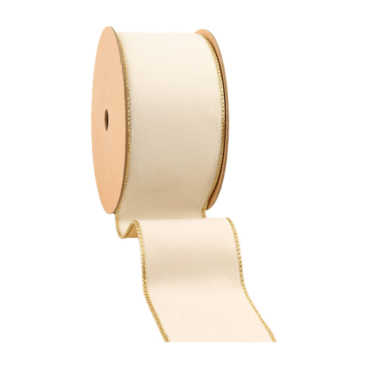 2 1/2" Reversible Classic Velvet Wired Ribbon | Ivory/Gold | 10 Yard Roll - Bria Blair Creative