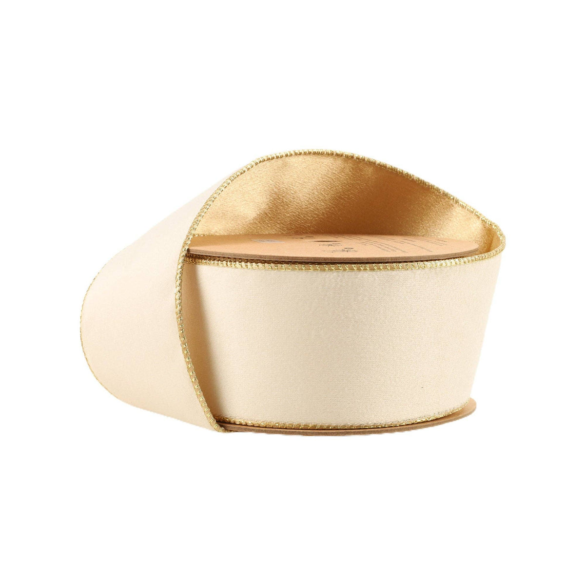 2 1/2" Reversible Classic Velvet Wired Ribbon | Ivory/Gold | 10 Yard Roll - Bria Blair Creative