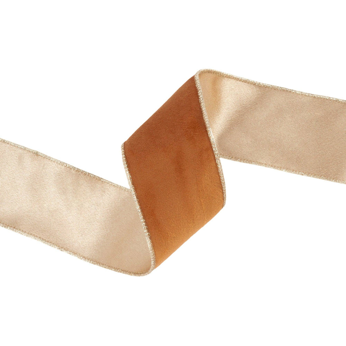 2 1/2" Reversible Classic Velvet Wired Ribbon | Rust/Gold | 10 Yard Roll - Bria Blair Creative