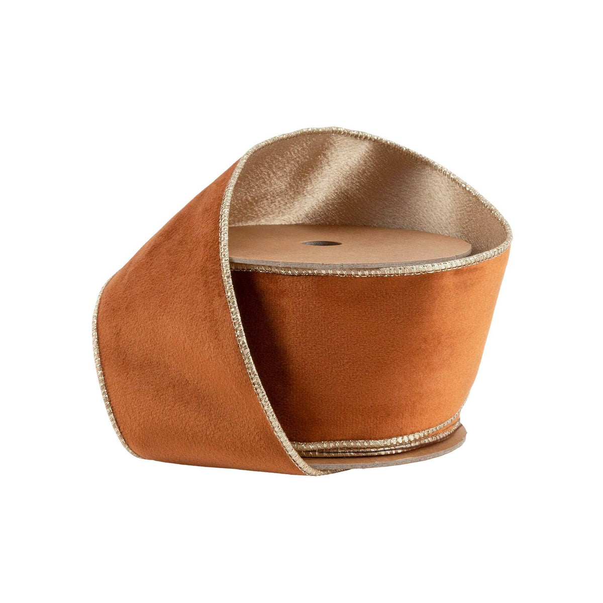 2 1/2" Reversible Classic Velvet Wired Ribbon | Rust/Gold | 10 Yard Roll - Bria Blair Creative