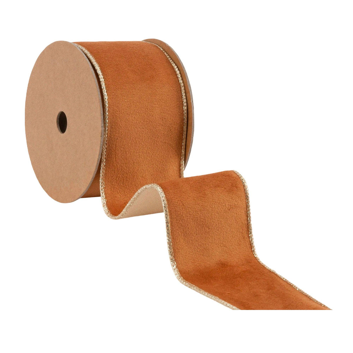 2 1/2" Reversible Classic Velvet Wired Ribbon | Rust/Gold | 10 Yard Roll - Bria Blair Creative
