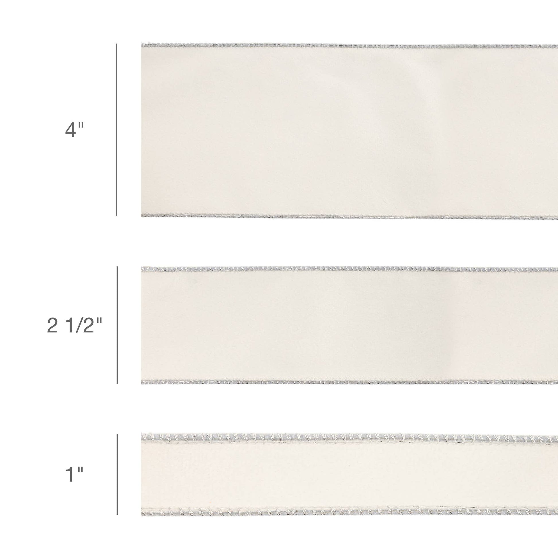 2 1/2" Reversible Classic Velvet Wired Ribbon | White/Silver | 10 Yard Roll - Bria Blair Creative