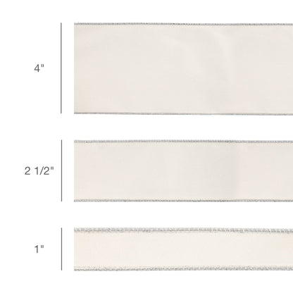 2 1/2" Reversible Classic Velvet Wired Ribbon | White/Silver | 10 Yard Roll - Bria Blair Creative