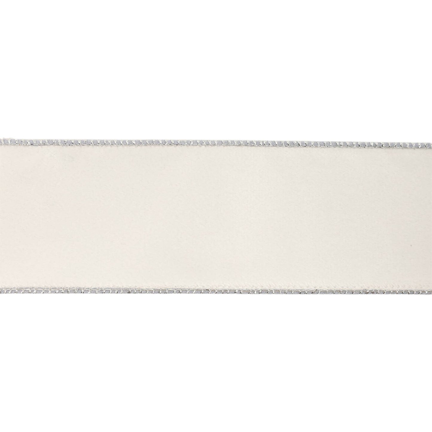 2 1/2" Reversible Classic Velvet Wired Ribbon | White/Silver | 10 Yard Roll - Bria Blair Creative