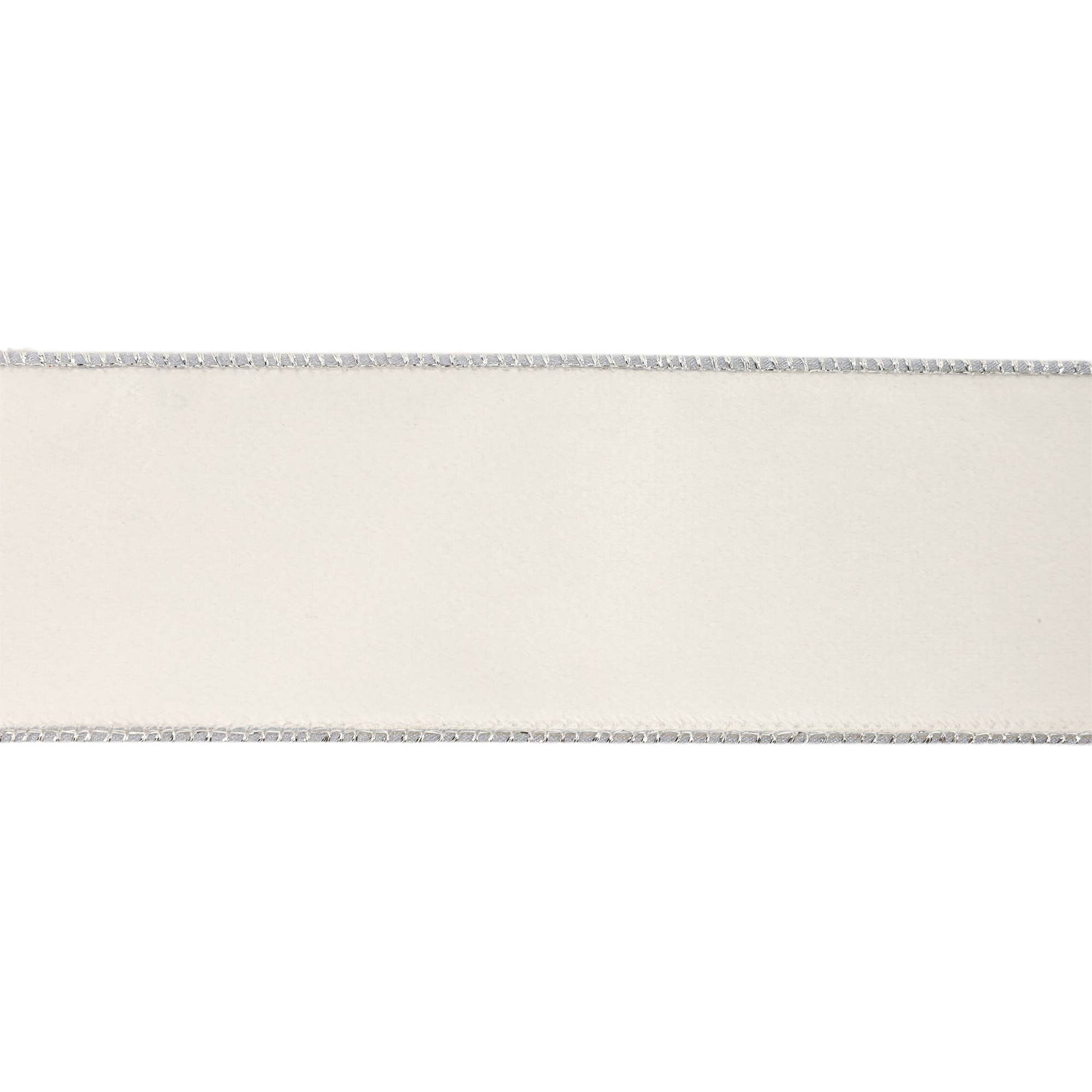 2 1/2" Reversible Classic Velvet Wired Ribbon | White/Silver | 10 Yard Roll - Bria Blair Creative
