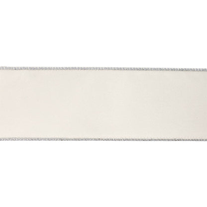 2 1/2" Reversible Classic Velvet Wired Ribbon | White/Silver | 10 Yard Roll - Bria Blair Creative
