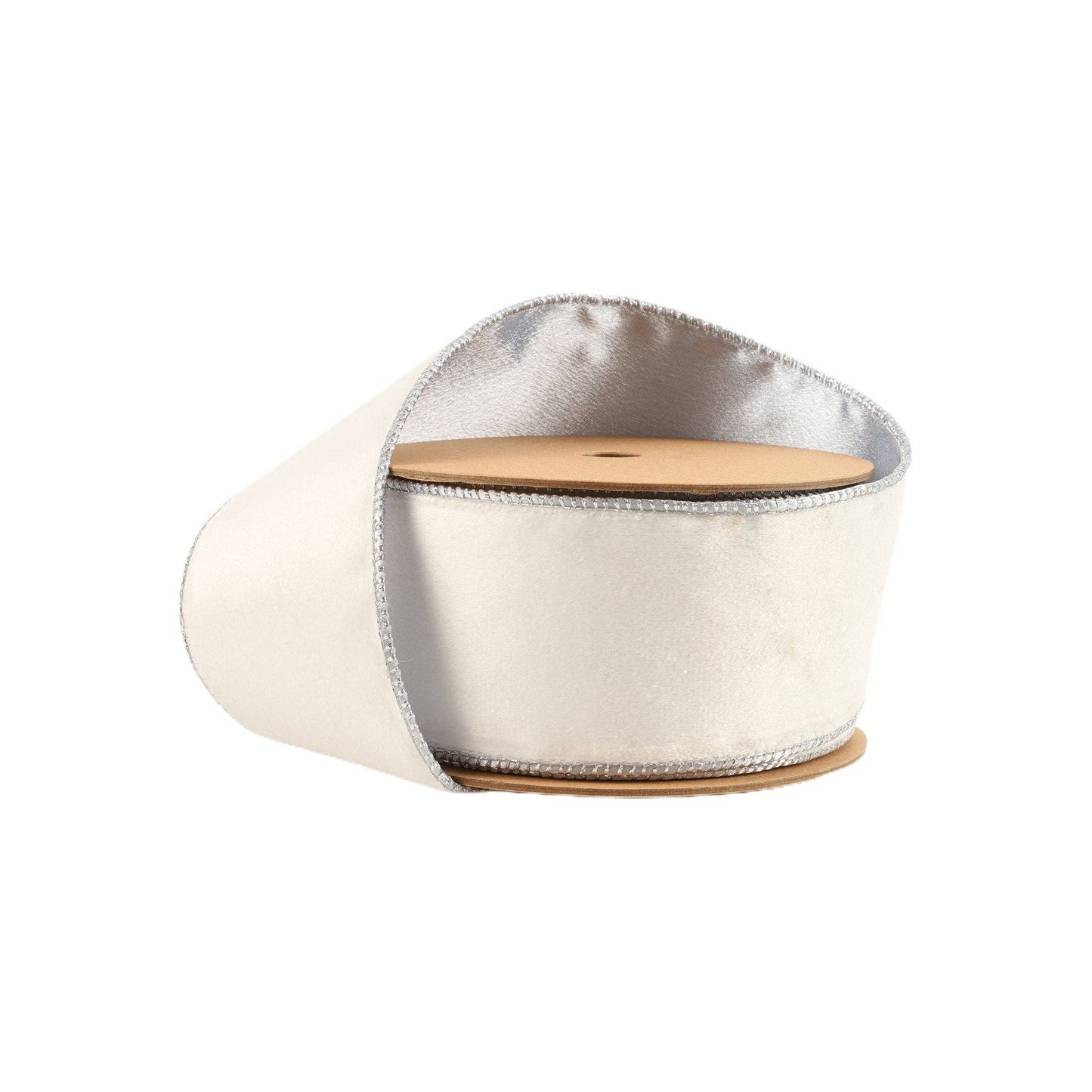 2 1/2" Reversible Classic Velvet Wired Ribbon | White/Silver | 10 Yard Roll - Bria Blair Creative
