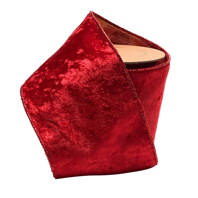 2 1/2" Reversible Velvet/Lurex Wired Ribbon|Red/Gold - Bria Blair Creative