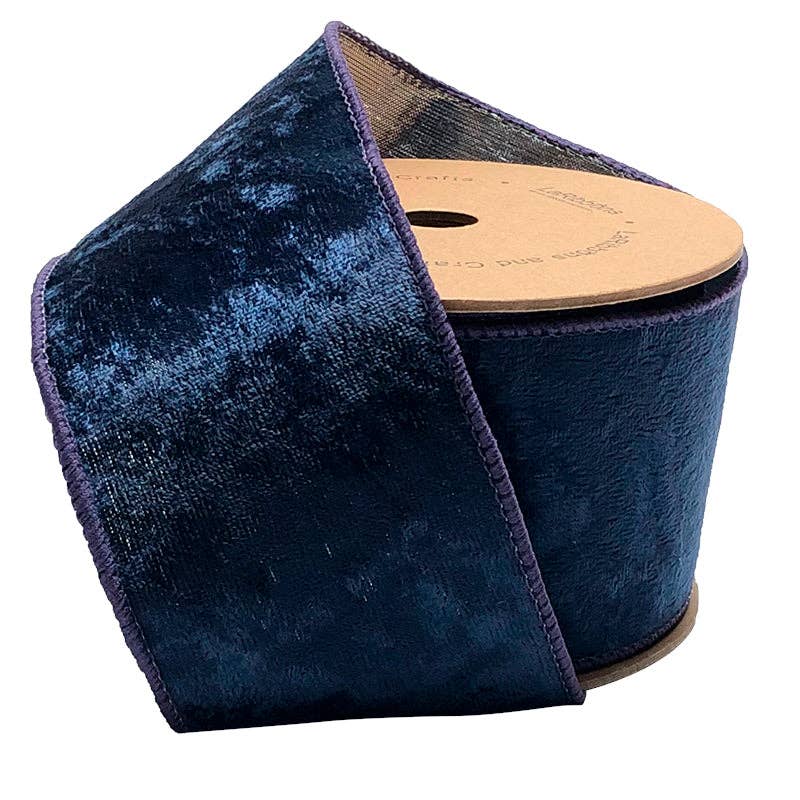 2 1/2" Velvet/Lurex Wired Ribbon | Dk Purple/Silver - Bria Blair Creative