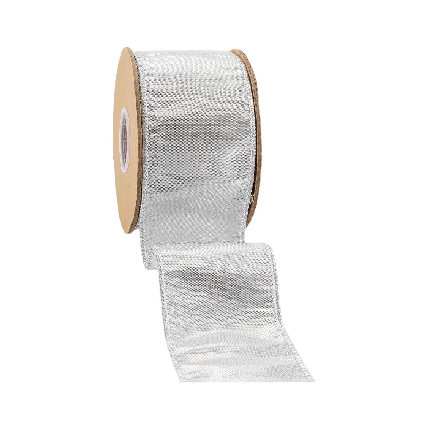 2 1/2" Wired Metallic Dupioni Ribbon | Bright Silver | 10 Yard Roll - Bria Blair Creative