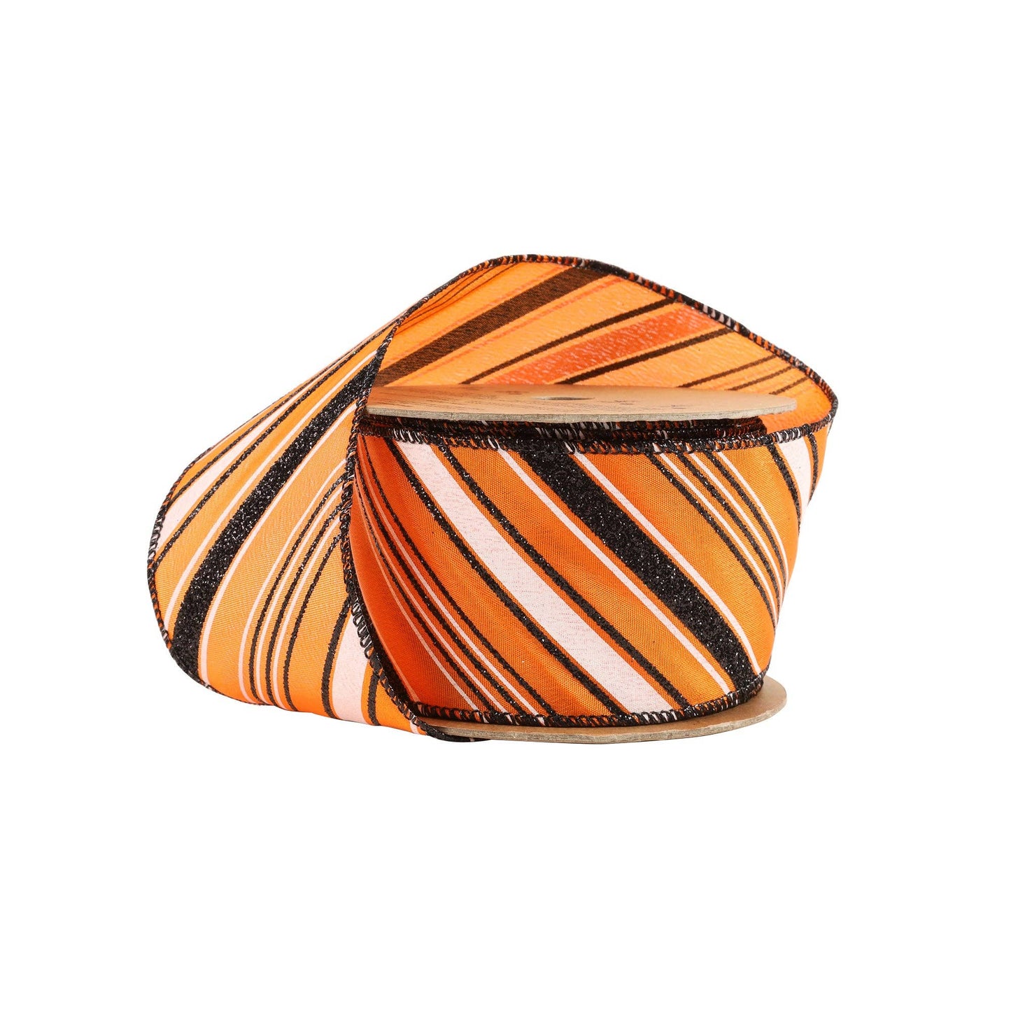 2 1/2" Wired Ribbon | Candy Stripe on Orange | 10 Yard Roll - Bria Blair Creative