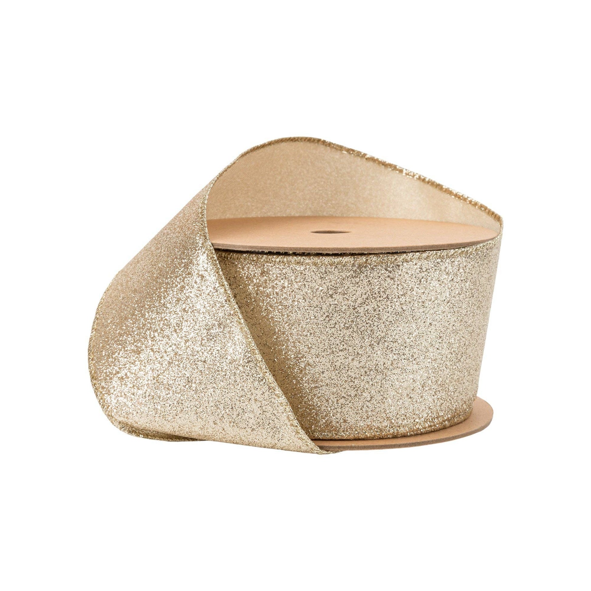2 1/2" Wired Ribbon | Gold Glitter | 10 Yard Roll - Bria Blair Creative