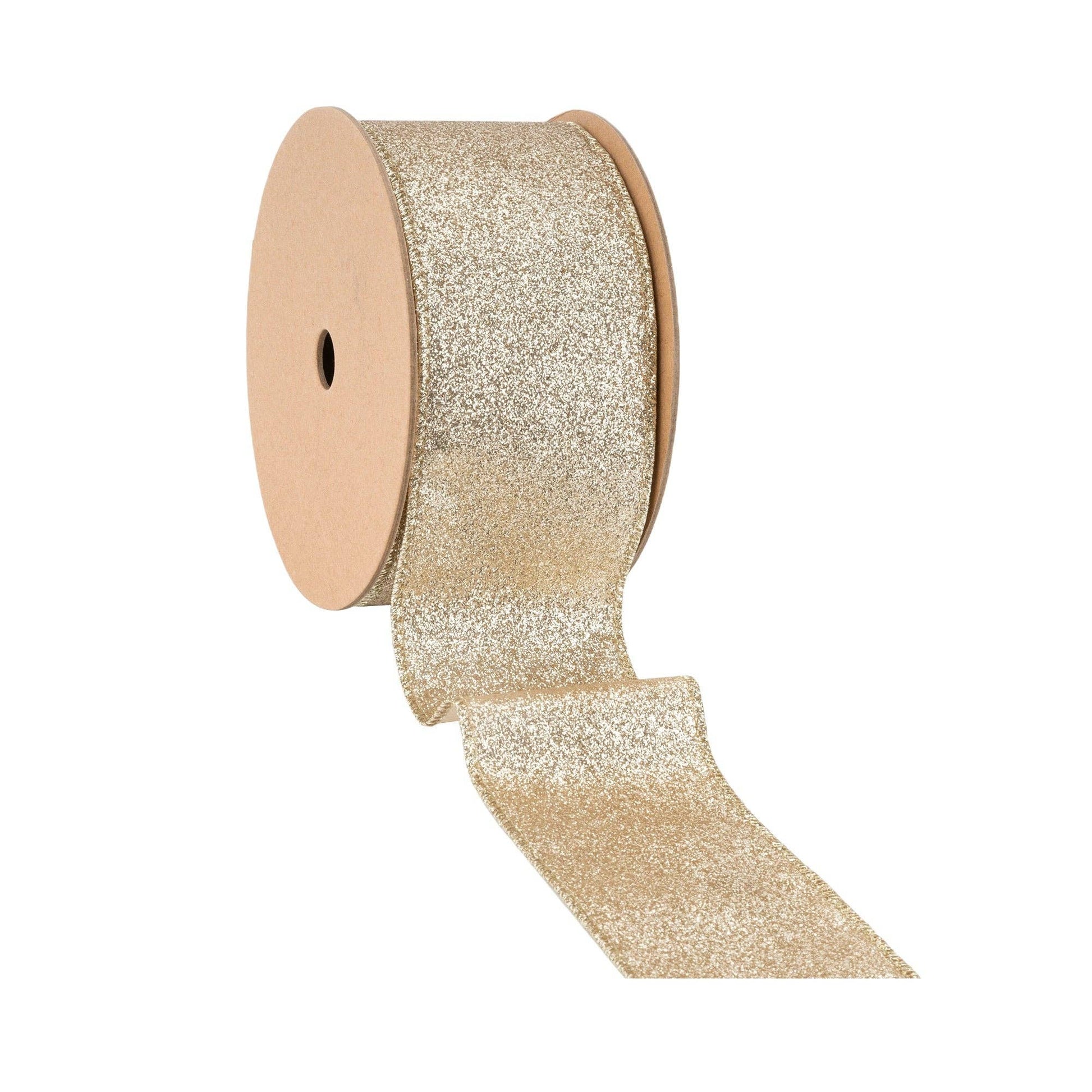 2 1/2" Wired Ribbon | Gold Glitter | 10 Yard Roll - Bria Blair Creative