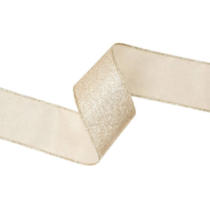 2 1/2" Wired Ribbon | Gold Glitter | 10 Yard Roll - Bria Blair Creative