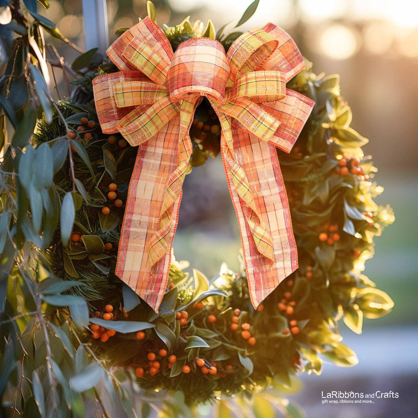 2 1/2" Wired Ribbon | "Plaid" Orange/Yellow | 10 Yard Roll - Bria Blair Creative