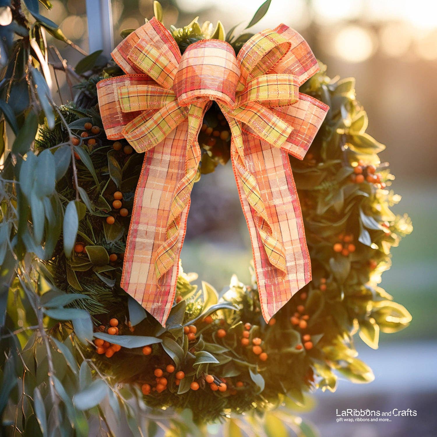2 1/2" Wired Ribbon | "Plaid" Orange/Yellow | 10 Yard Roll - Bria Blair Creative