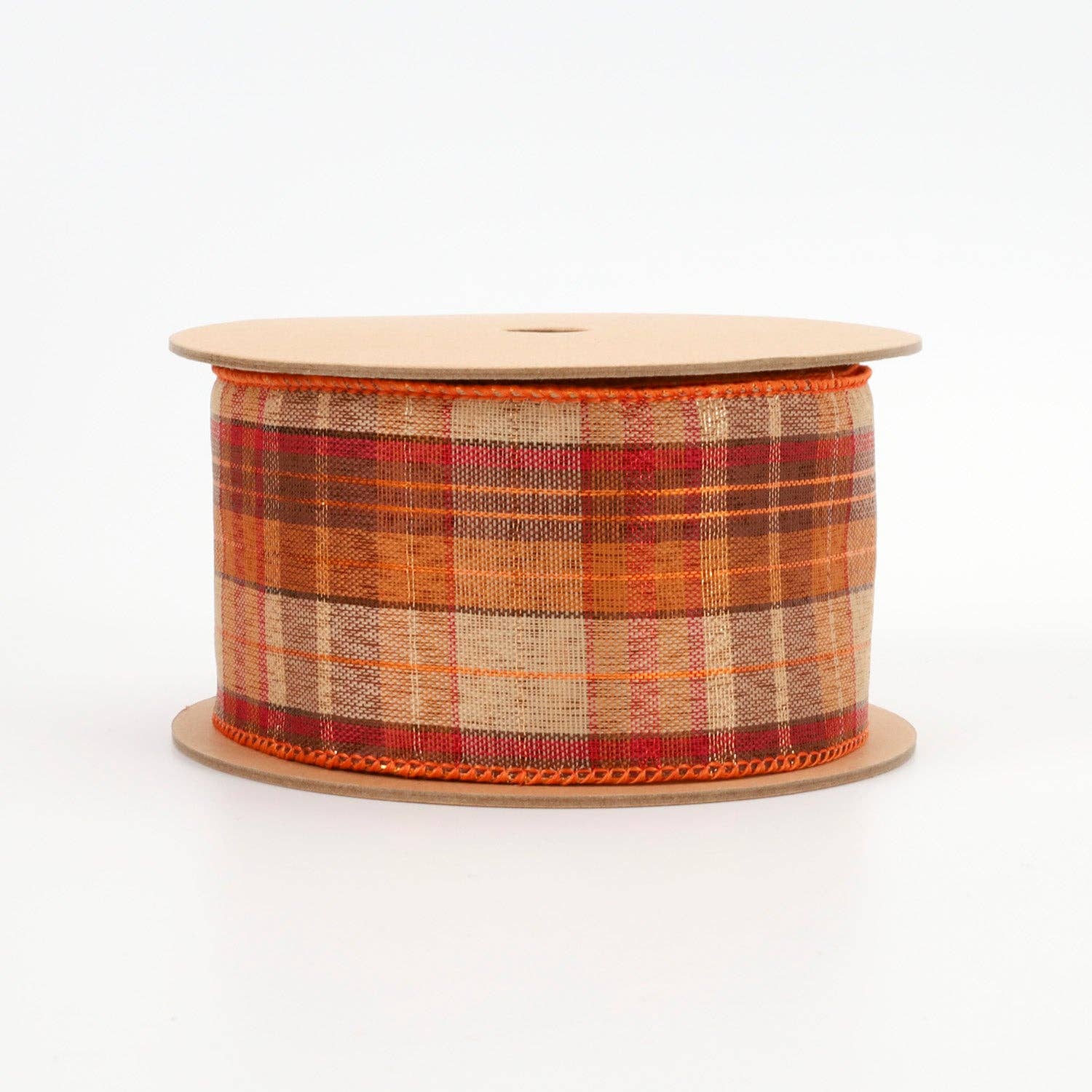 2 1/2" Wired Ribbon | "Plaid" Orange/Yellow | 10 Yard Roll - Bria Blair Creative
