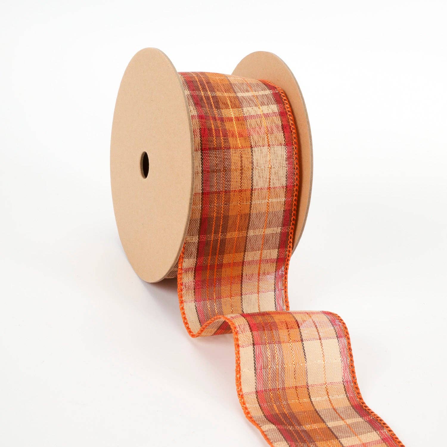 2 1/2" Wired Ribbon | "Plaid" Orange/Yellow | 10 Yard Roll - Bria Blair Creative