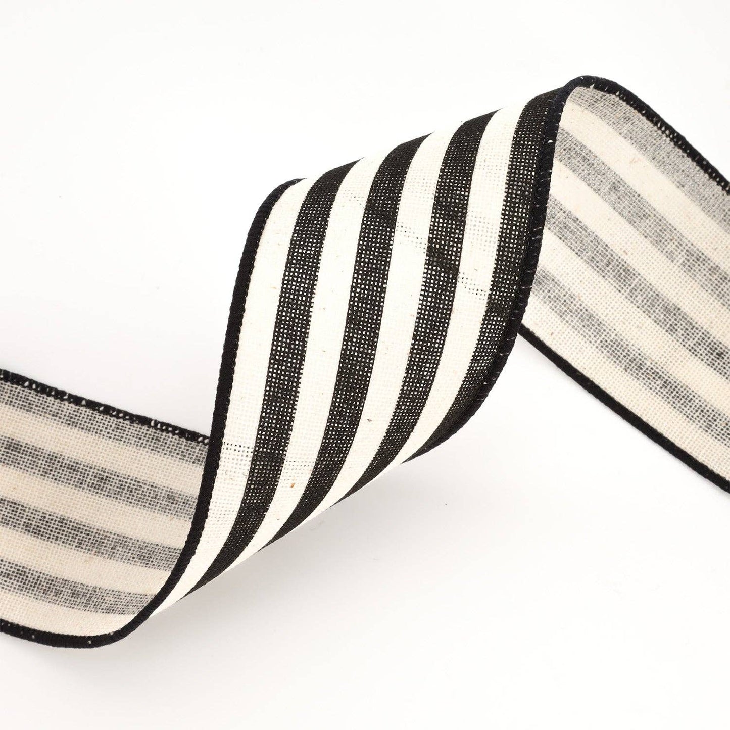 2 1/2" Wired Ribbon | "Striped" Black/White | 10 Yard Roll - Bria Blair Creative