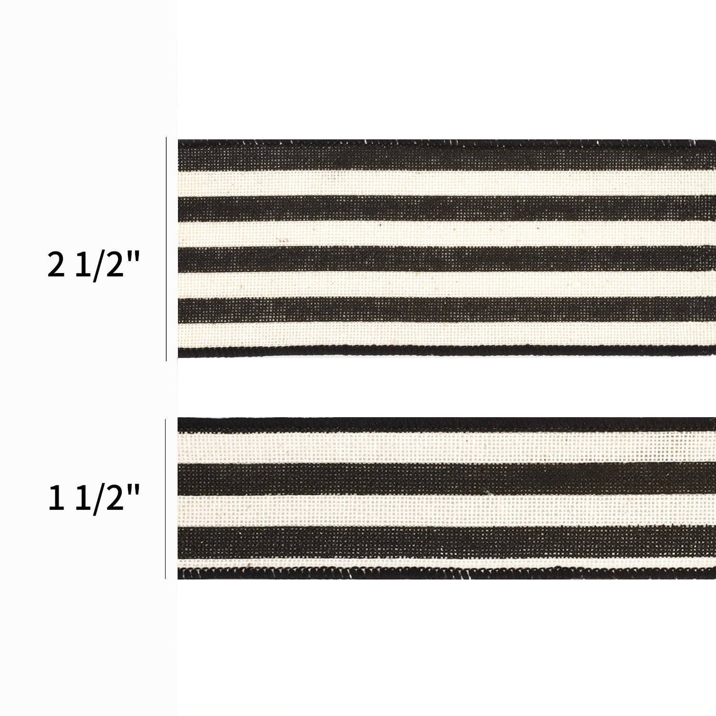 2 1/2" Wired Ribbon | "Striped" Black/White | 10 Yard Roll - Bria Blair Creative