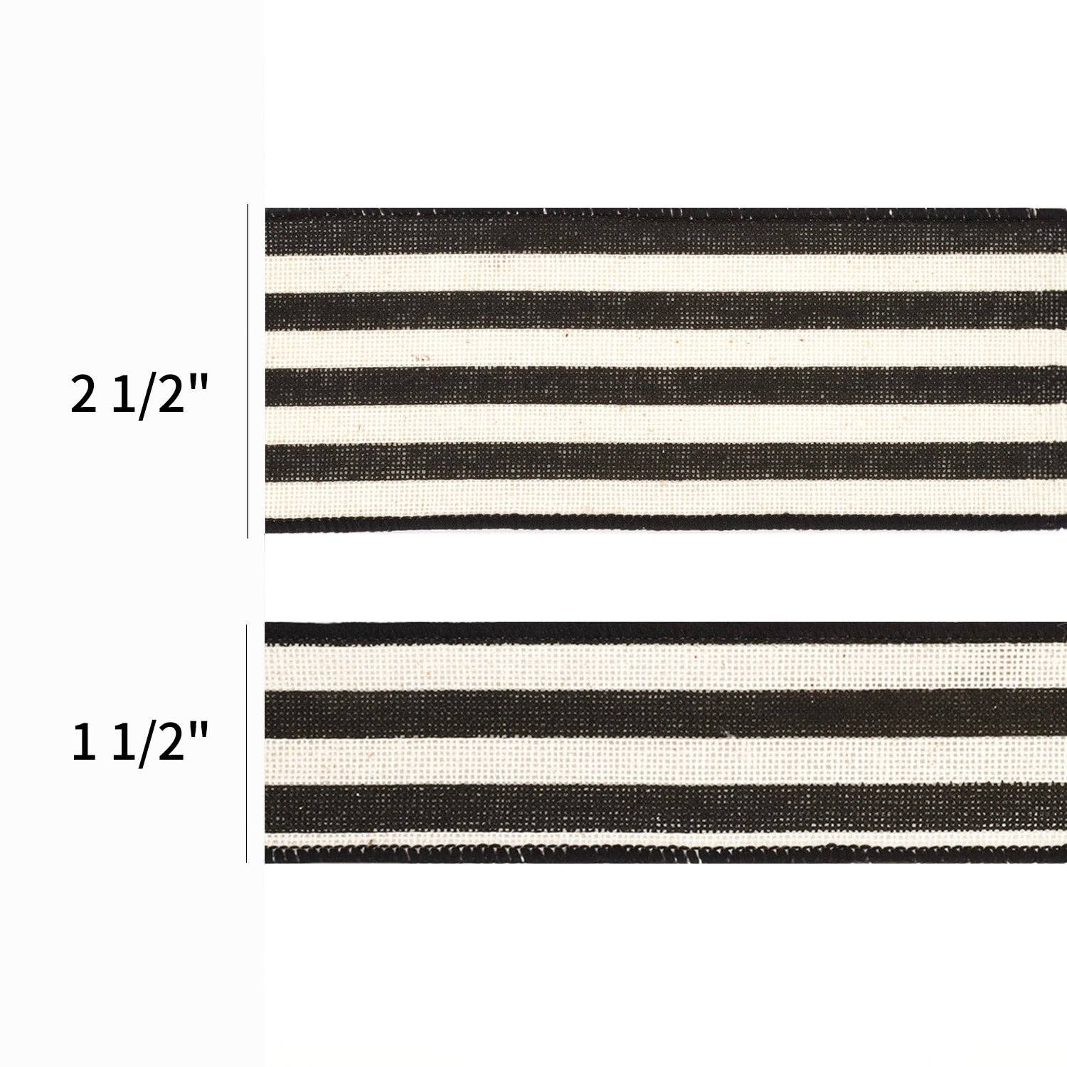 2 1/2" Wired Ribbon | "Striped" Black/White | 10 Yard Roll - Bria Blair Creative