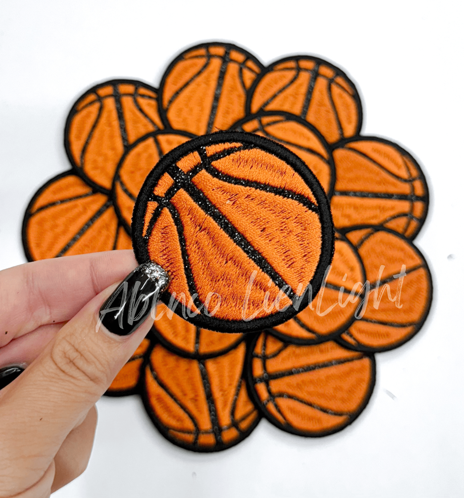 2” basketball glitter embroidery patch iron on  - Bria Blair Creative