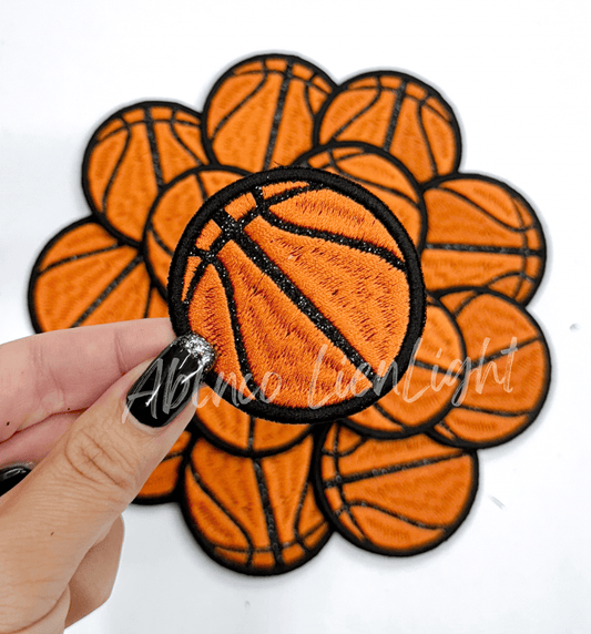 2” basketball glitter embroidery patch iron on  - Bria Blair Creative