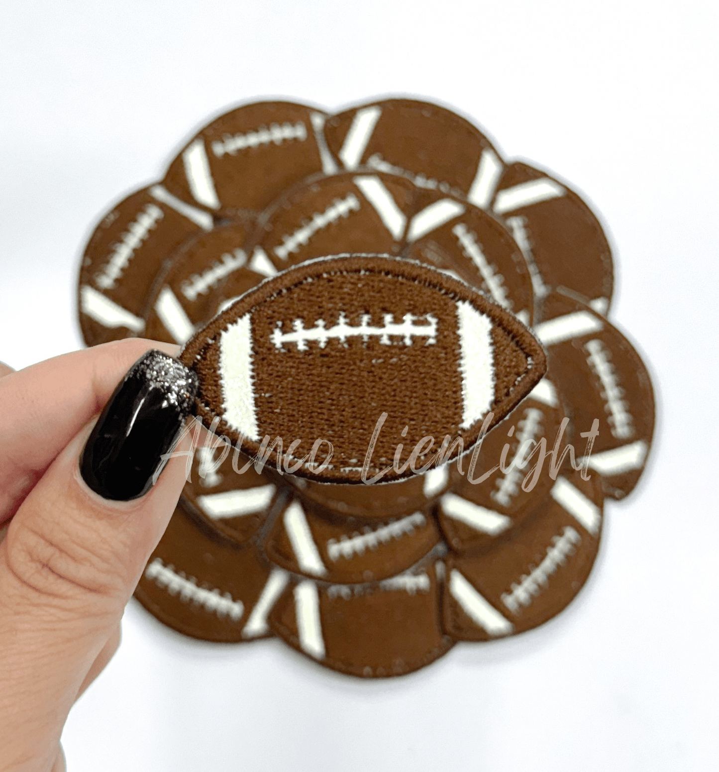 2” football glitter embroidery patch iron on  - Bria Blair Creative